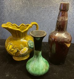 Glass Trio Small Pitcher Small Vase Bottle