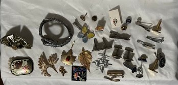 Jewelry Lot Includes Unique Snake Bracelet, Tie Clips, Cuff Links And More