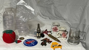 Junk Drawers Treasures - Includes Vintage Collectible 1940's KEM Co Inc. 4 Aces Bottle Lighter - 2.5 Tall