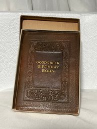 Vintage 1921 Leather Good Cheer Birthday Book