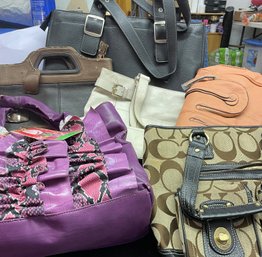 Lot Of Six Handbags Multiple Styles And Colors