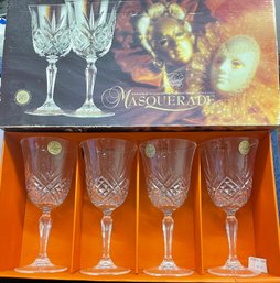 Masquerade Cristal Darques Four Goblet Glasses