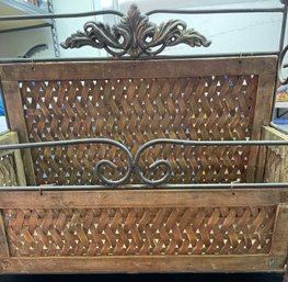 Metal Wood Rattan Decorative Square Wall Rack / Magazine Holder Or Other.