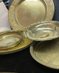 Five Silver Plate Serving Platters