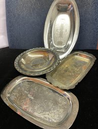 Four Silver Plate Serving Trays