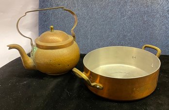 One Copper Tea Pot And One Copper Pot