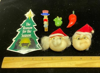 Six Refrigerator Magnets Santa Uncle Sam Frog