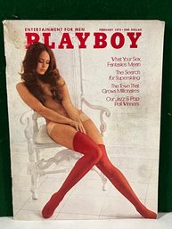 1973 February Playboy Magazine - Jeanette Larson Cover W/ Centerfold