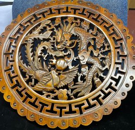 Oriental Dragon Themed Wooden Wall Hanging