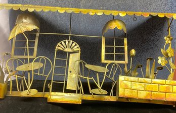 Vintage Copper Brass Metal Eclectic Sculpture Art Deco Cafe Wall Hanging