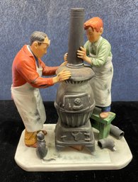 Gorham Norman Rockwell Figurine Fall The Coal Seasons Coming