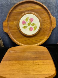 Two Wood Cheese Serving Boards One Dansk