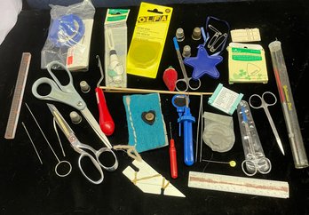 SEWING Bundle Needles Thimbles Scissors Pins Cushion And More