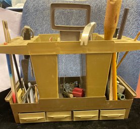 Bundle Of Odd And End Tools In Tool Caddy