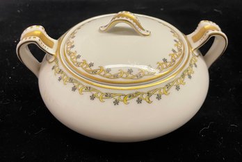 Haviland Glass Sugar Bowl With Gold Color Fancy Trim