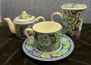 Vera Bradley Rea Cup With Saucer Sugar Cup Creamer