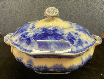 Flow Blue Tureen / Bowl With Lid