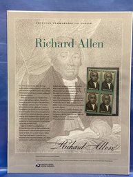 NEW American Commemorative Panels Stamps - Richard Allen. P40116