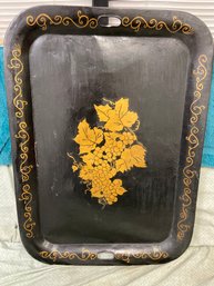 Vintage Tole Gold Color Grapevine Serving Tray - Wall Decoration