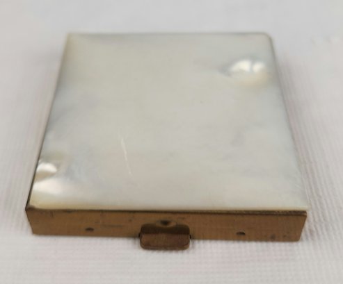 Vintage Marhill Mother Of Pearl Powder Compact Cosmetic Case Mirror