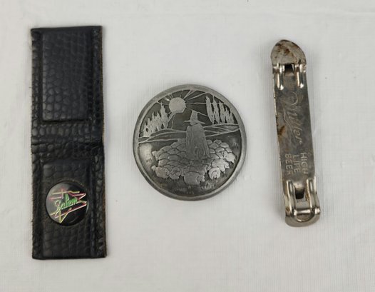 Vintage Belt Buckle, Bottle Opener & Magnetic Money Clip