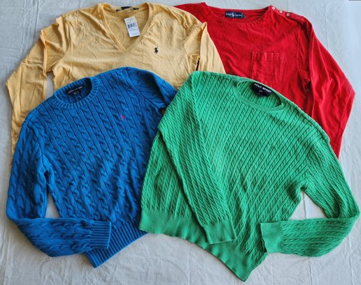 Lot Of 4 Ralph Lauren Sweaters & Long Sleeve Shirts