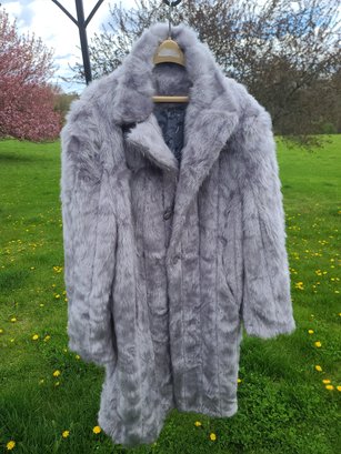 Vintage Italian Designer Il Canto Long Furry Coat With Dragon Lining Design