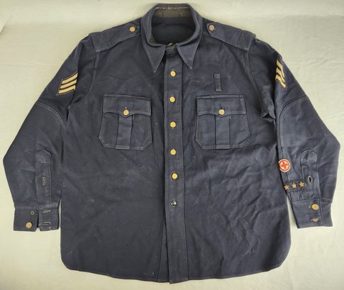 Vintage Military Shirt W/ Patches, One Being American Red Cross