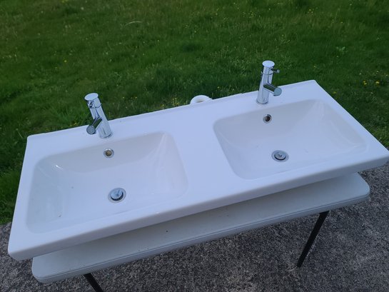 Double Vanity Bathroom Sink With Faucets - 47.5' Long By 18.5' Deep