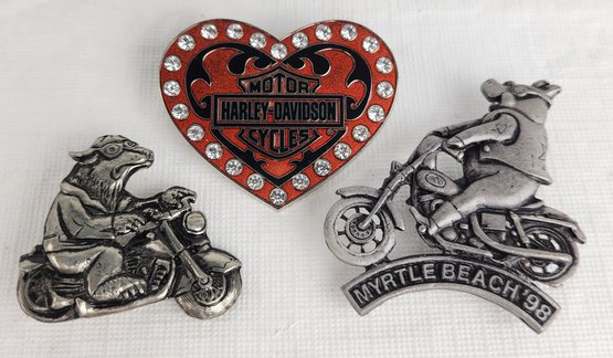 Motorcycle Brooch Pins (Harley Davidson, Myrtle Beach, Hog Riders)