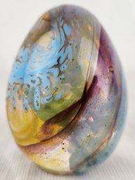 Egg Shaped Glass Art Paperweight Signed 'Handmade Glass Co. 1992.'