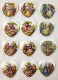 Vintage Lot Of Lovers Heart-shaped Cameos