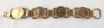 Vintage Elizabeth II Dei Gratia Regina Half Penny Bracelet - Jewelry