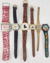 Lot Of 6 Watches (Disney, Lorus, Winnie The Pooh, Tweety Bird, Dog Themed)