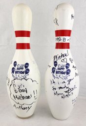 Pair Of AMF Happy Birthday Bowling Pins