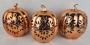 Lot Of 3 LED Lighted Pumpkins By Bella Lux - Working