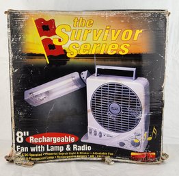 Ther Survivor Series 8' Rechargeable Fan With Lamp And Radio