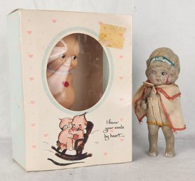 Pair Of Vintage Dolls  (Jesco Kewpie & Made In Japan Bisque Doll)