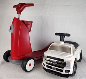 Toddler Ride On Ford F150 Truck And Radio Flyer Ride 2 Glide Kids 3 Wheel Scooter