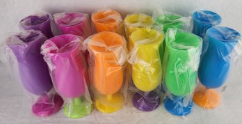 Dozen Tropical Colored Reusable Plastic Hurricane Cocktail Drink Glasses / Cups