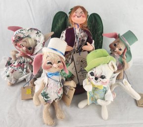 Lot Of AnnaLee Mobilitee Dolls (spring Boy Mouse, Harvest Angel & 3 Rabbits)