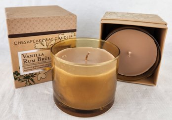 Pair Of  Vanilla Rum Brulee Chesapeake Bay Scented Candles - New In Box - 9.5oz Each