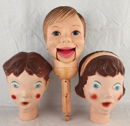 Vintage Doll Heads - Horsman Ventriloquist Doll Head And Choir Boy/Girl Heads