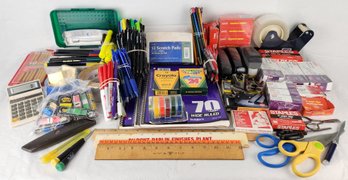 Lot Of Office Supplies - Note Taking (Pens, Pencils, Sticky Notes, Scissors, Rulers, Staplers, Staples & More)