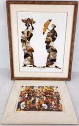 African Art Made With Real Butterfly Wings (signed) And Multicultural Print