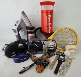 Assorted Household / Housewares - Iron, Pet Leash, Air Pump, Lighter, Watches & More