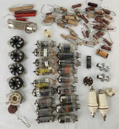 Box Lot Of Vintage Radio Parts & Vacuum Tubes