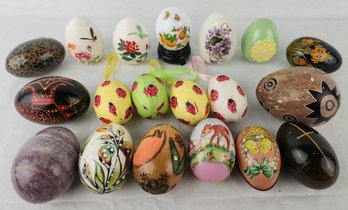 Decorative Egg Collection (Wood Eggs, Marble, Carved Wood, Real Painted Egg Shells, Plastic & More)