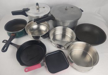 Lot Of Pots And Pans - Pressure Cookers, Cast Iron Skillet & More