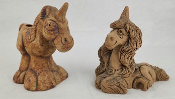 Pair Of Unicorn Sculptures / Statues - About 5-5.25' Tall - One Is Signed
